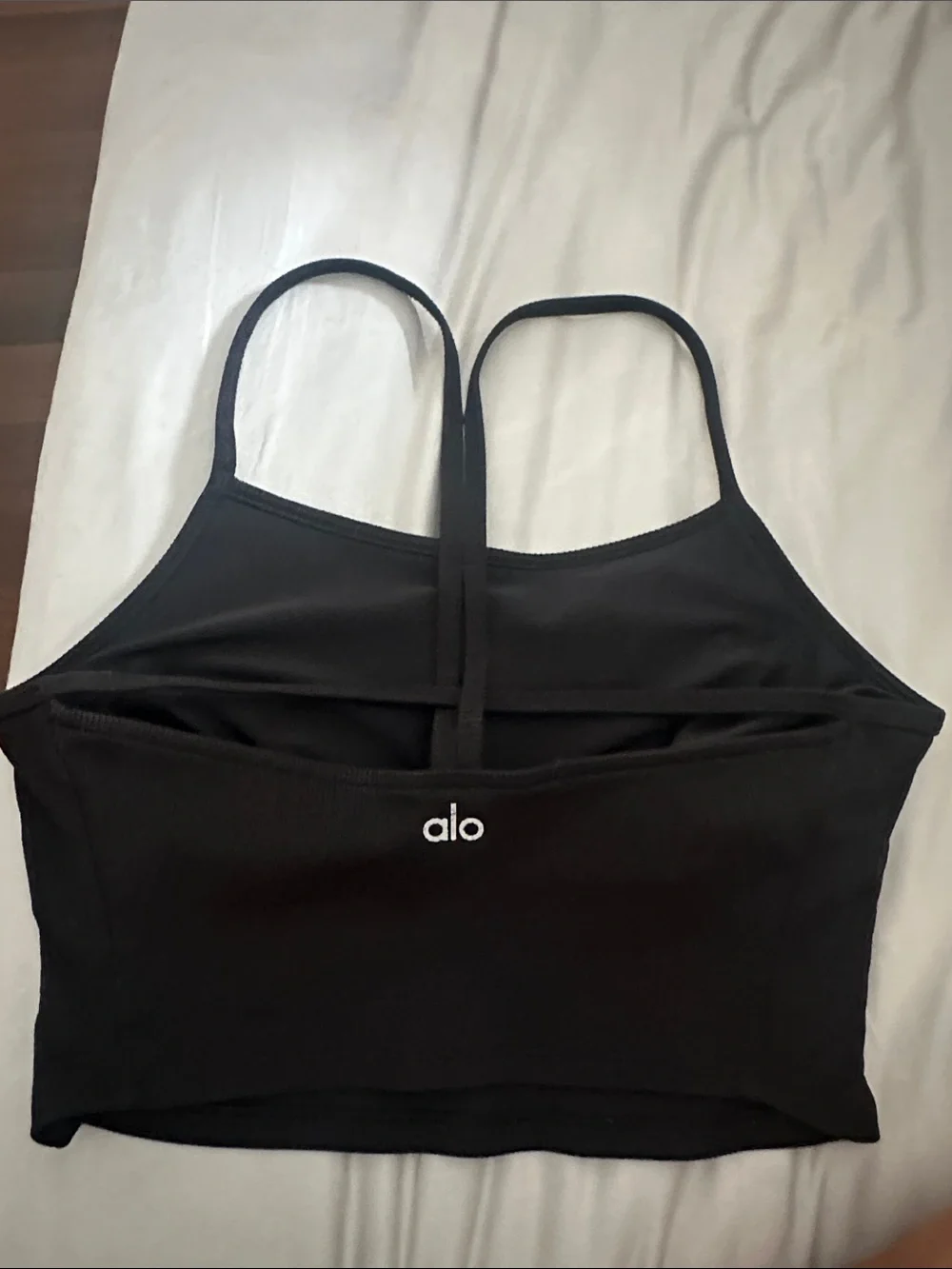 ALO Yoga Black Ribbed Strappy Sports Bra Crop Top Medium - Picture 7 of 7